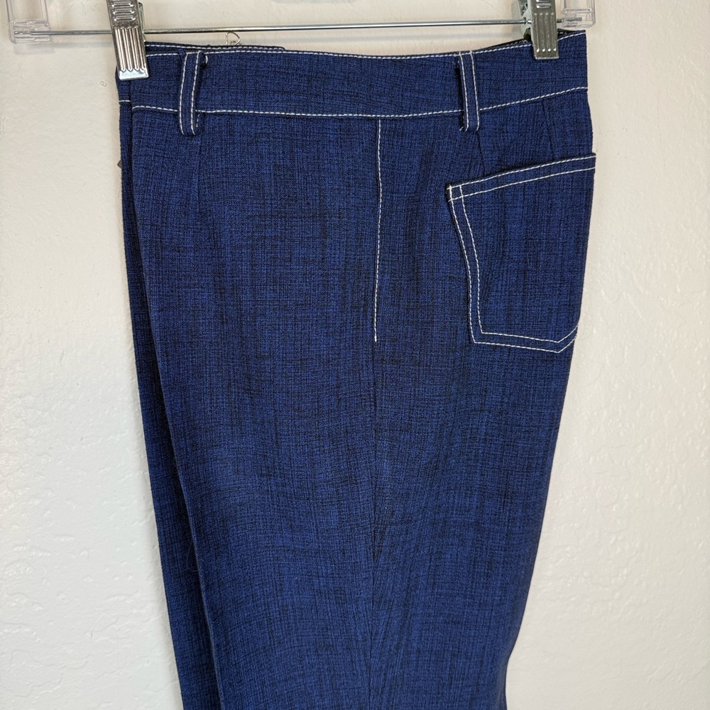 NWT Wes Gordon Blue Trouser Jeans White Stitch Slub 8 Preppy Quiet Luxury Retro - Picture 6 of 14